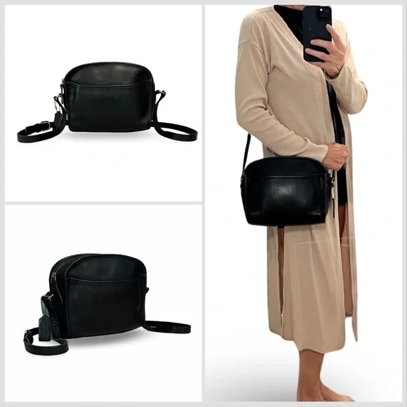 Coach Vintage Made in Costa Rica Metropolis Black Leather Crossbody Bag - Picture 2 of 9